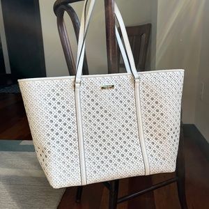 Kate Spade White Perforated Leather Tote